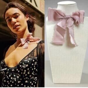 FP Movement by Free People Mauve Silk bow necklace festival boho